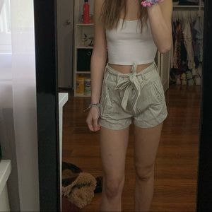 american eagle striped tie waist shorts